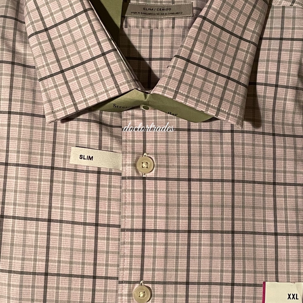 Men's Plaid Slim Fit Non-Iron Dress Long Sleeve Button-Down Shirt XXL